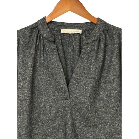 Vanessa Bruno Bell Sleeve Blouse Boxy Wool Blend Relaxed Black Gray Tweed Size L - Picture 2 of 9